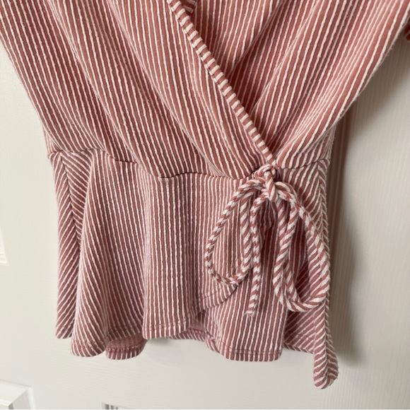 CAUTION TO THE WIND Striped Faux Wrap Blouse | XS - Picture 5 of 5